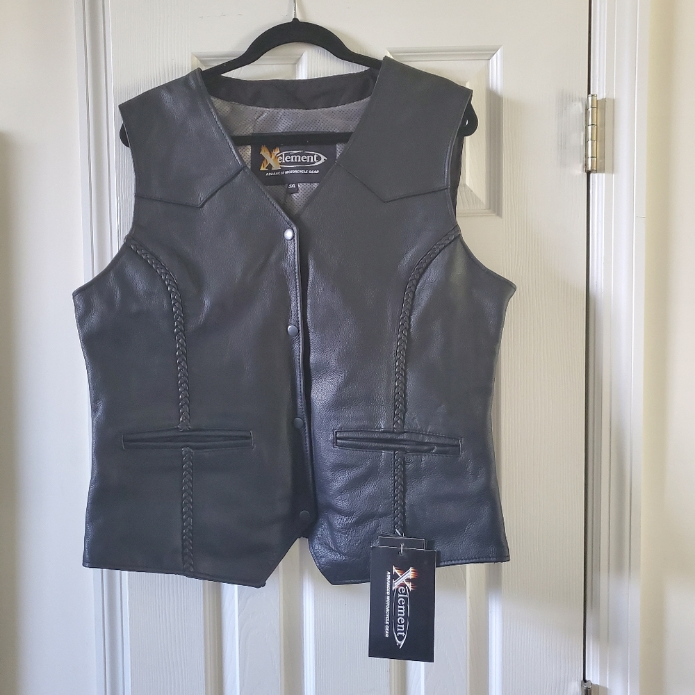 Women's Leather Braided Vest (Motorcycle Vest)